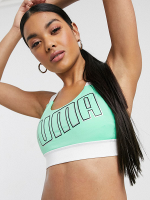 Puma Logo Bra In Green