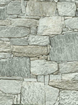 Chateau Stone Peel & Stick Wallpaper In Grey Natural From The Stonecraft Collection By York Wallcoverings