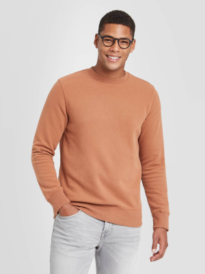 Men's Regular Fit Crew Fleece Sweatshirt - Goodfellow & Co™ Brown