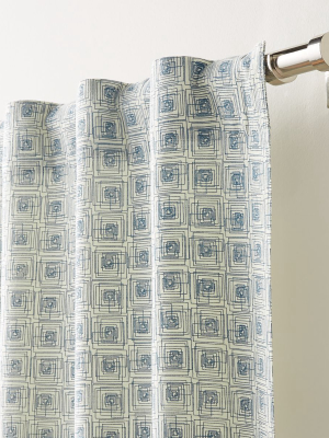 Rives Blue Geometric Curtain Panel