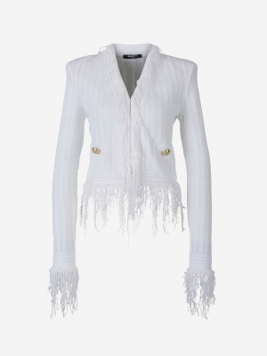 Balmain Fringed V-neck Jacket