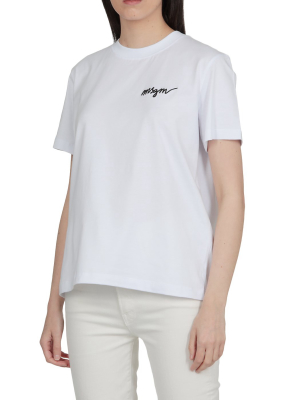 Msgm Logo Embroidered T-shirt