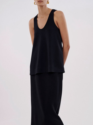 Scoop Neck Tank In Stretch Viscose - Black