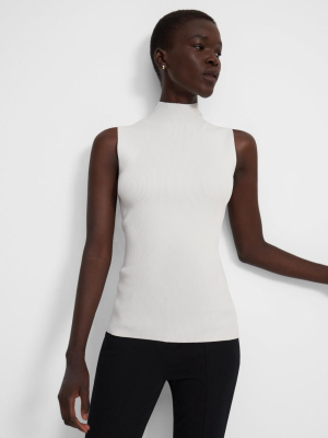 Sleeveless Turtleneck In Compact Crepe