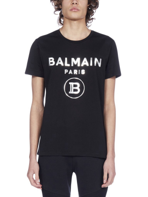 Balmain Metallic Logo Printed T-shirt