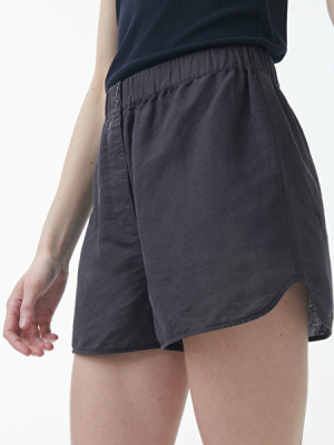 Linen Curved Hem Shorts