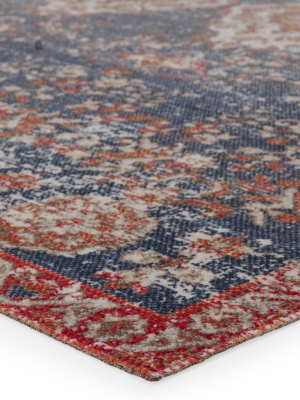 Freemond Indoor/outdoor Medallion Blue & Red Rug