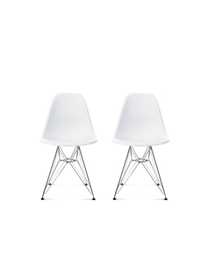 Set Of Two Dsr Molded Plastic Side Chairs