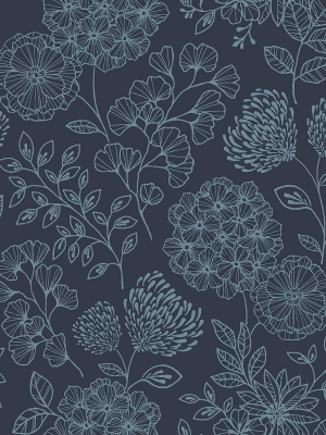 Ada Indigo Floral Wallpaper From The Scott Living Ii Collection By Brewster Home Fashions