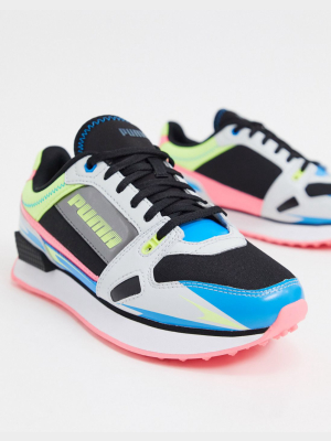 Puma Mile Rider Sneakers In Black And Neon