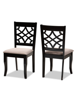 Set Of 2 Mael Dining Chair Sand/espresso - Baxton Studio