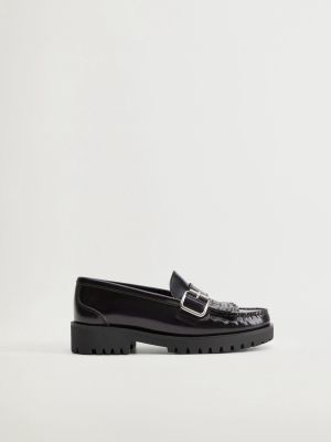 Buckle Leather Moccasins