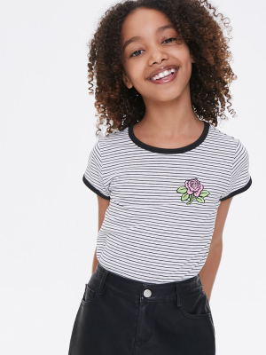 Girls Floral Patch Ringer Tee (kids)