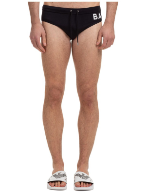 Balmain Logo Print Swim Trunks