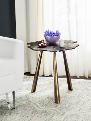 Portia Leaf Side Table - Brass - Safavieh