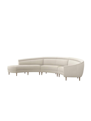 Interlude Home Capri Left Chaise 3 Piece Sectional - Ivory