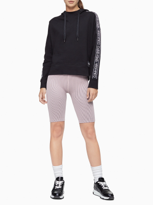 Performance Logo Tape Hooded Cropped Sweatshirt