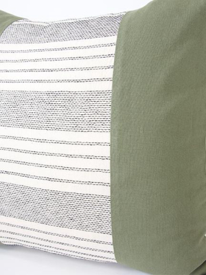 Mix & Match: Off White Striped / Army Green Pillow Case - 20x20 #2 (final Sale)