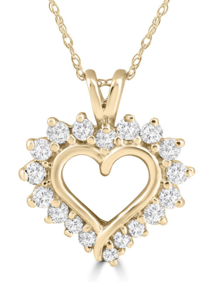 Pompeii3 1/2 Carat Genuine Diamond Heart Pendant 14k Yellow Gold 18mm Tall