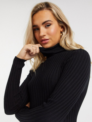 New Look Roll Neck Sweater In Black