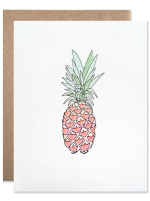 Blank Greeting Card - Neon Pineapple