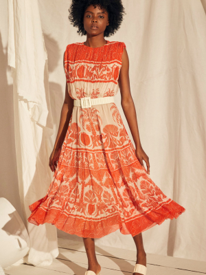 Cordillera Printed Plissé Dress