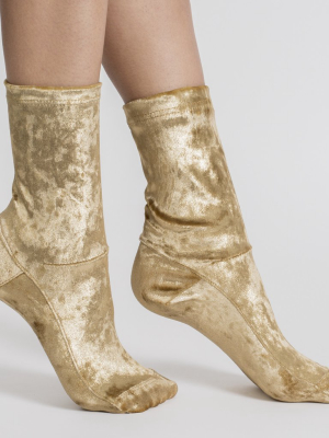 Darner Gold Crushed Velvet Socks