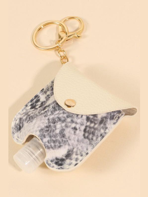 Gold Plated Snake Skin Print Leather Mini Sanitizer Holder