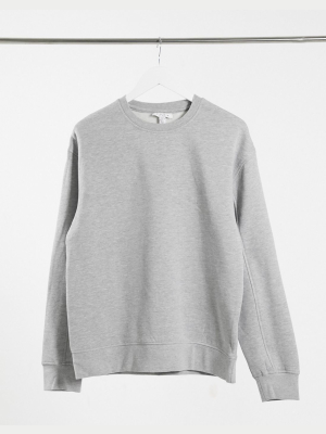 Topshop Sweatshirt In Gray Marl