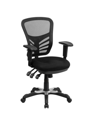 Swivel Task Chair With Triple Paddle Control Black Mesh - Flash Furniture