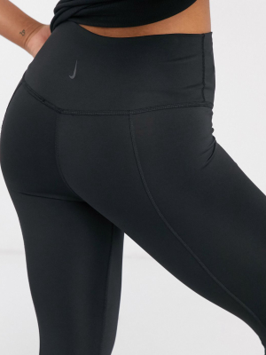 Nike Yoga Ruched Cropped Leggings In Black