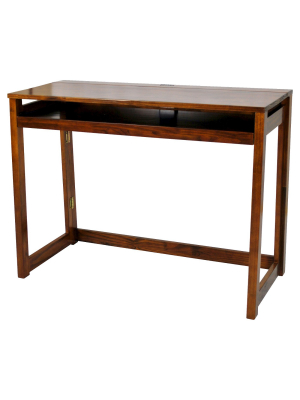 Folding Computer Desk With 4 Port Usb Charging Station Walnut - Flora Home