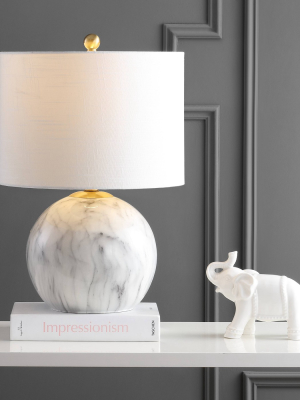 21.5" Luna Faux Marble Resin Table Lamp (includes Led Light Bulb) White - Jonathan Y