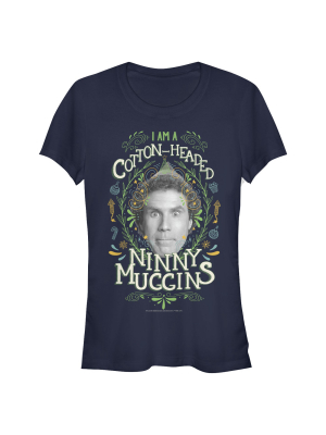 Junior's Elf Cotton-headed Ninny Muggins Pattern T-shirt