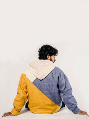 Patchwork Unisex Hoodie - Mustard