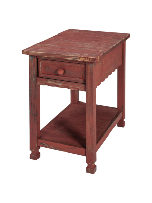 Country Cottage Chairside Wood Table Antique Finish - Alaterre Furniture