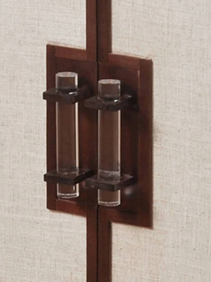 2 Door Cabinet With Beige Linen Door Panels Walnut - Stylecraft