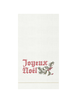 C&f Home Wenham Holly Noel Guest Hemstitch Guest Towel