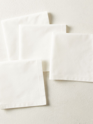 Poplin White Cocktail Napkins Set Of 4