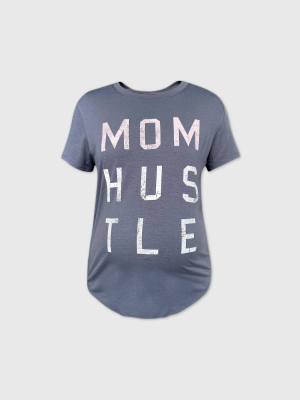 Maternity Short Sleeve Scoop Neck Mom Hustle Graphic T-shirt - Isabel Maternity By Ingrid & Isabel™ Black