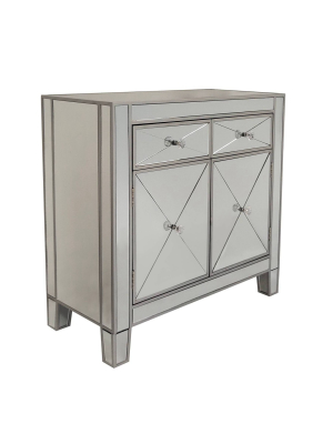 Mirrored Storage Cabinet With 2 Drawers And 2 Doors Silver/clear - The Urban Port