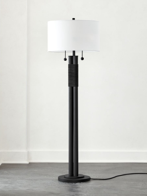 Delano Black Leather Floor Lamp