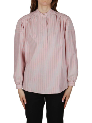 Etro Striped Band-collar Blouse