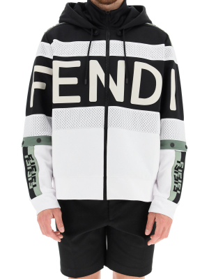 Fendi Logo Panelled Hooded Jacket