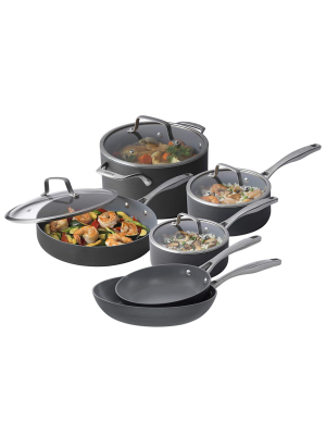 Bialetti 10 Piece Hard Anodized Aluminum Ceramic Nonstick Coating Saute Pan Sauce Pans Dutch Oven Cookware Set W/ Stainless Steel Handles And Lids