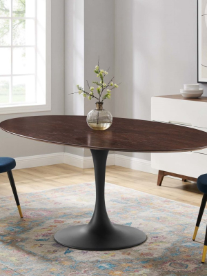 Tulip Style 78" Black Cherry Walnut Oval Dining Table