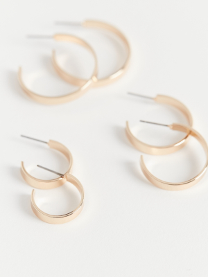 Flat Hoop Earring Set