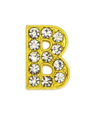 Pave Letter "b" - Gold Charm