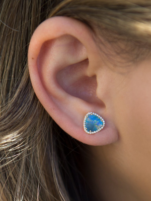 14kt Rose Gold Opal Diamond Heavenly Stud Earrings