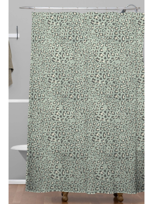 Holli Zollinger Deco Leopard Shower Curtain Green - Deny Designs